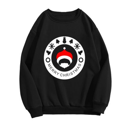 Merry Christmas Santa Badge Crewneck Sweatshirt, Festive Holiday Icon Pullover, Christmas Gift