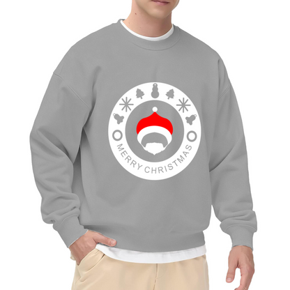 Merry Christmas Santa Badge Crewneck Sweatshirt, Festive Holiday Icon Pullover, Christmas Gift