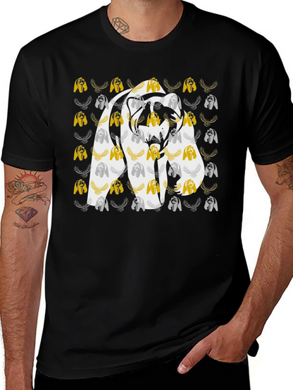 Bear Graphic Print Black Tee