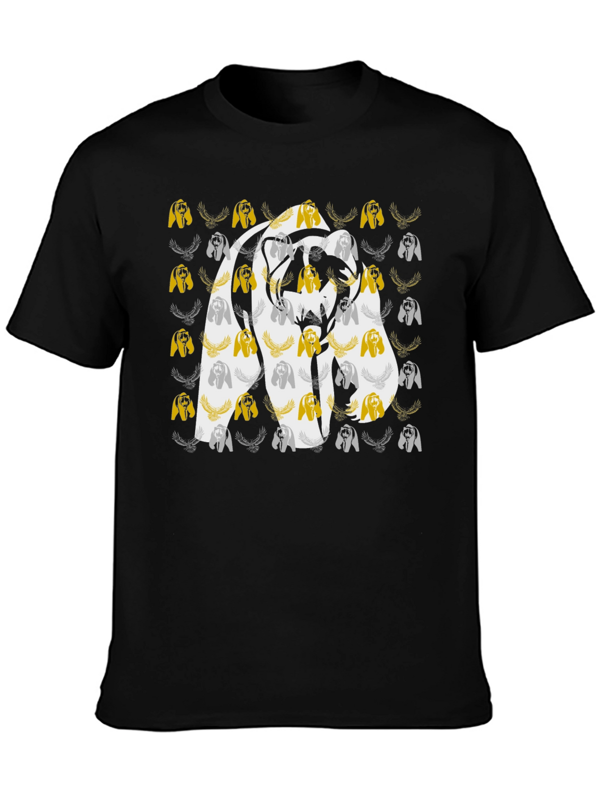 Bear Graphic Print Black Tee