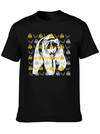 Bear Graphic Print Black Tee
