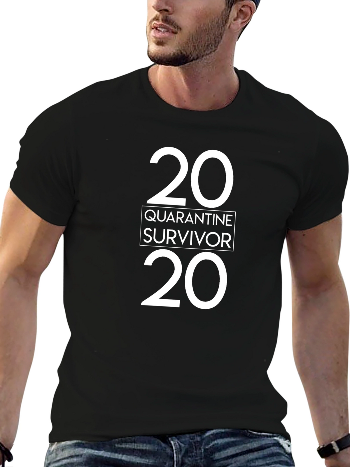 Quarantine Survivor 2020 T-Shirt - Black Crew Neck