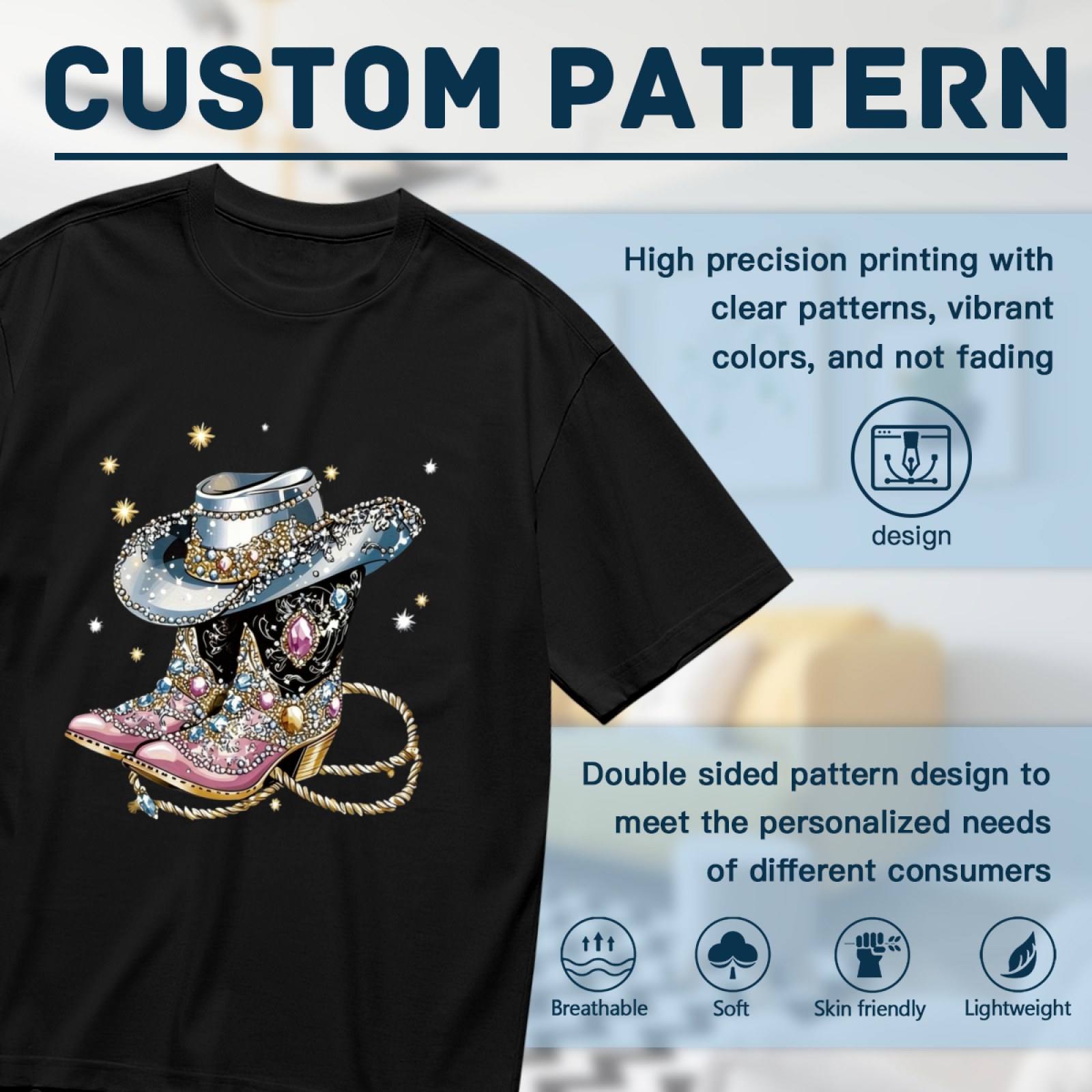 Sparkly Rhinestone Cowgirl Boots & Hat Western Tee