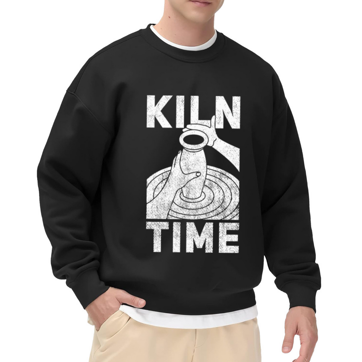 Kiln Time Crewneck Sweatshirt - Pottery Lover Graphic Pullover, Ceramic Artist Gift, Wheel Throwing Humor Top