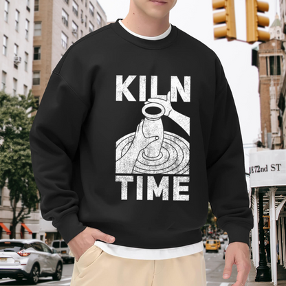 Kiln Time Crewneck Sweatshirt - Pottery Lover Graphic Pullover, Ceramic Artist Gift, Wheel Throwing Humor Top