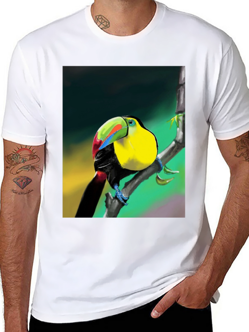 Tropical Toucan Graphic T-Shirt - Vibrant Bird Design