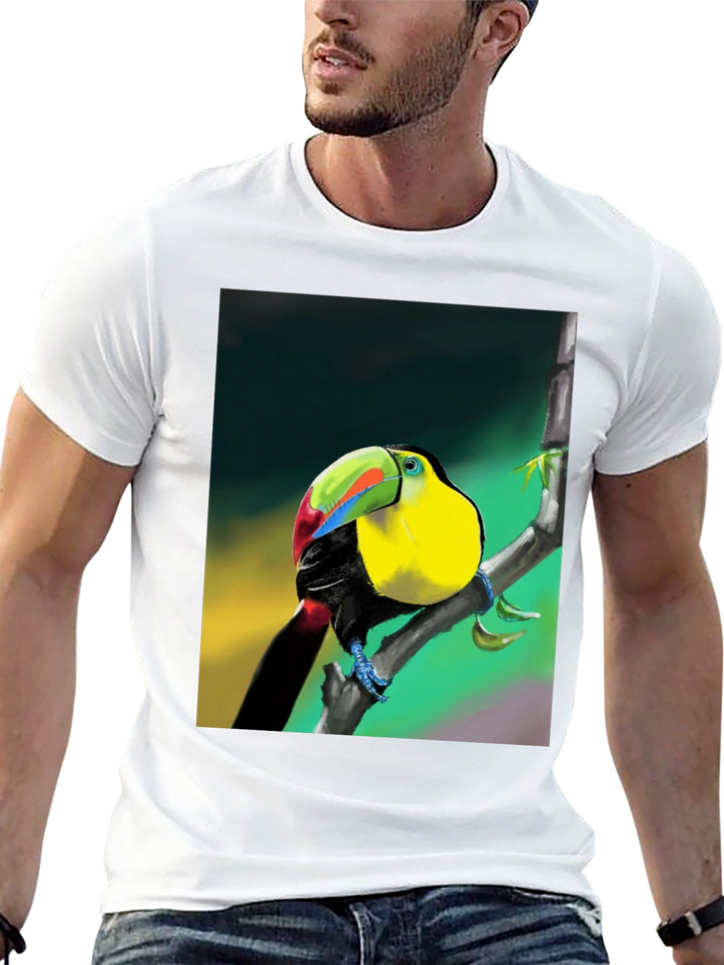 Tropical Toucan Graphic T-Shirt - Vibrant Bird Design