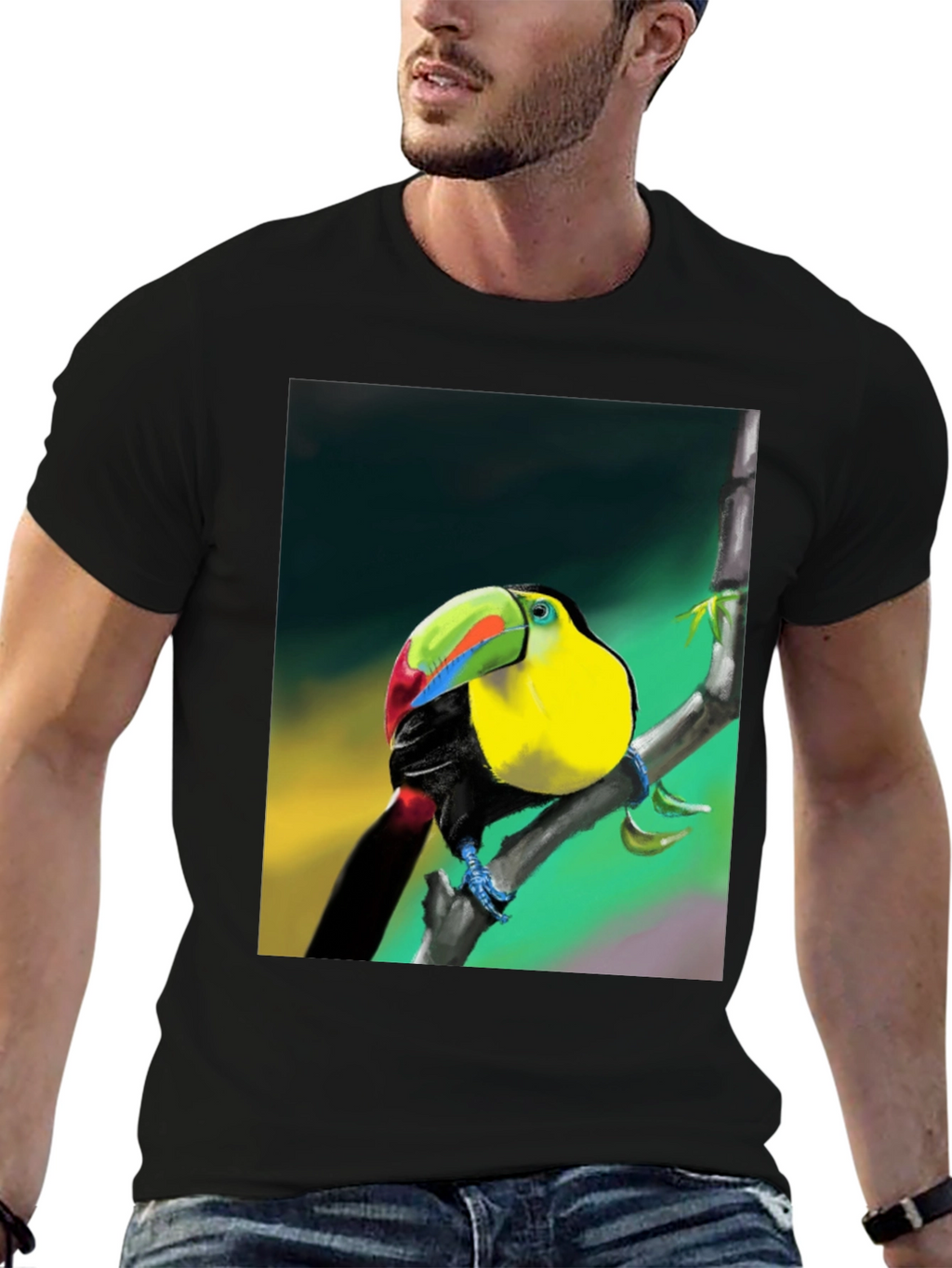 Tropical Toucan Graphic T-Shirt - Vibrant Bird Design