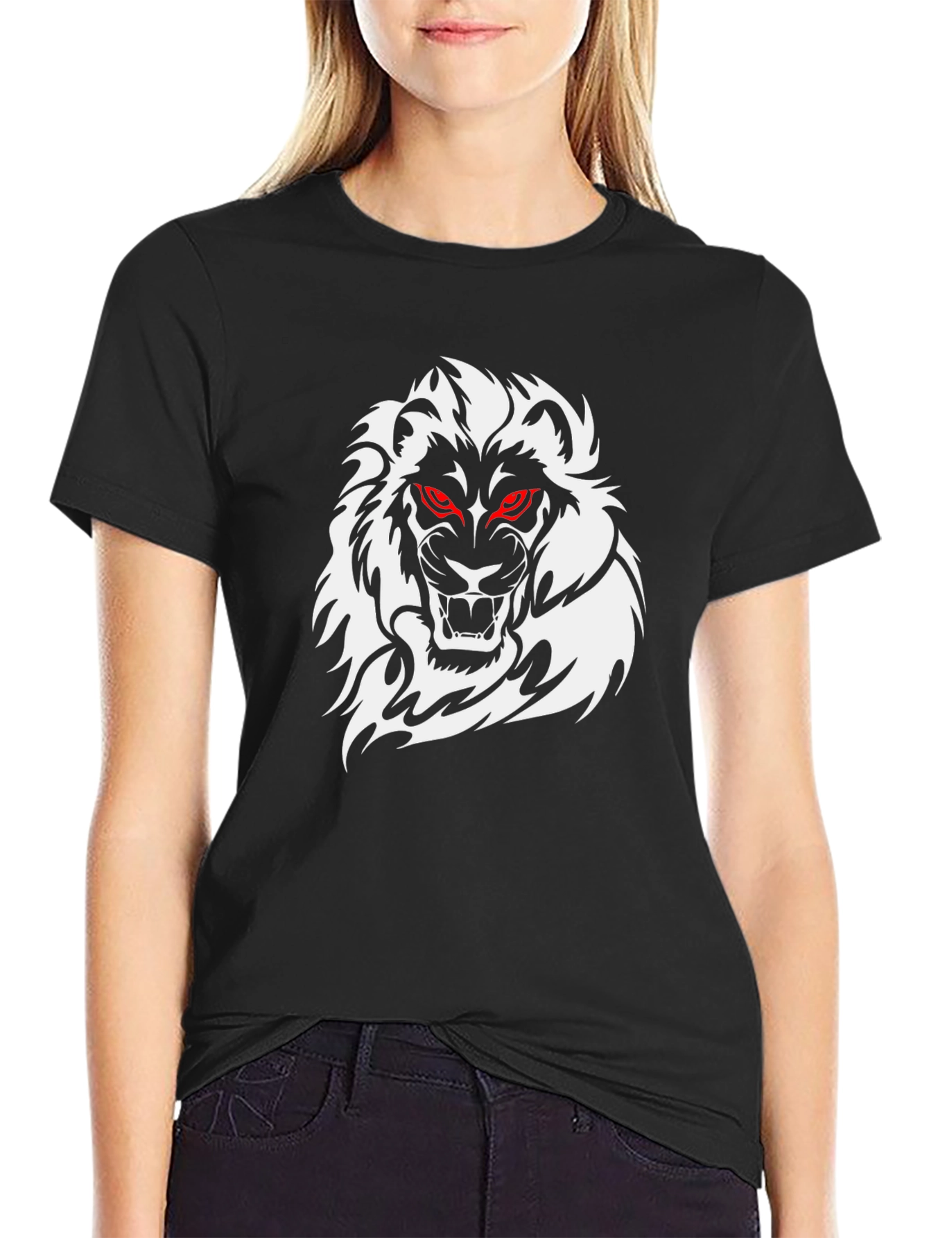 Mens Black Lion Graphic T-Shirt