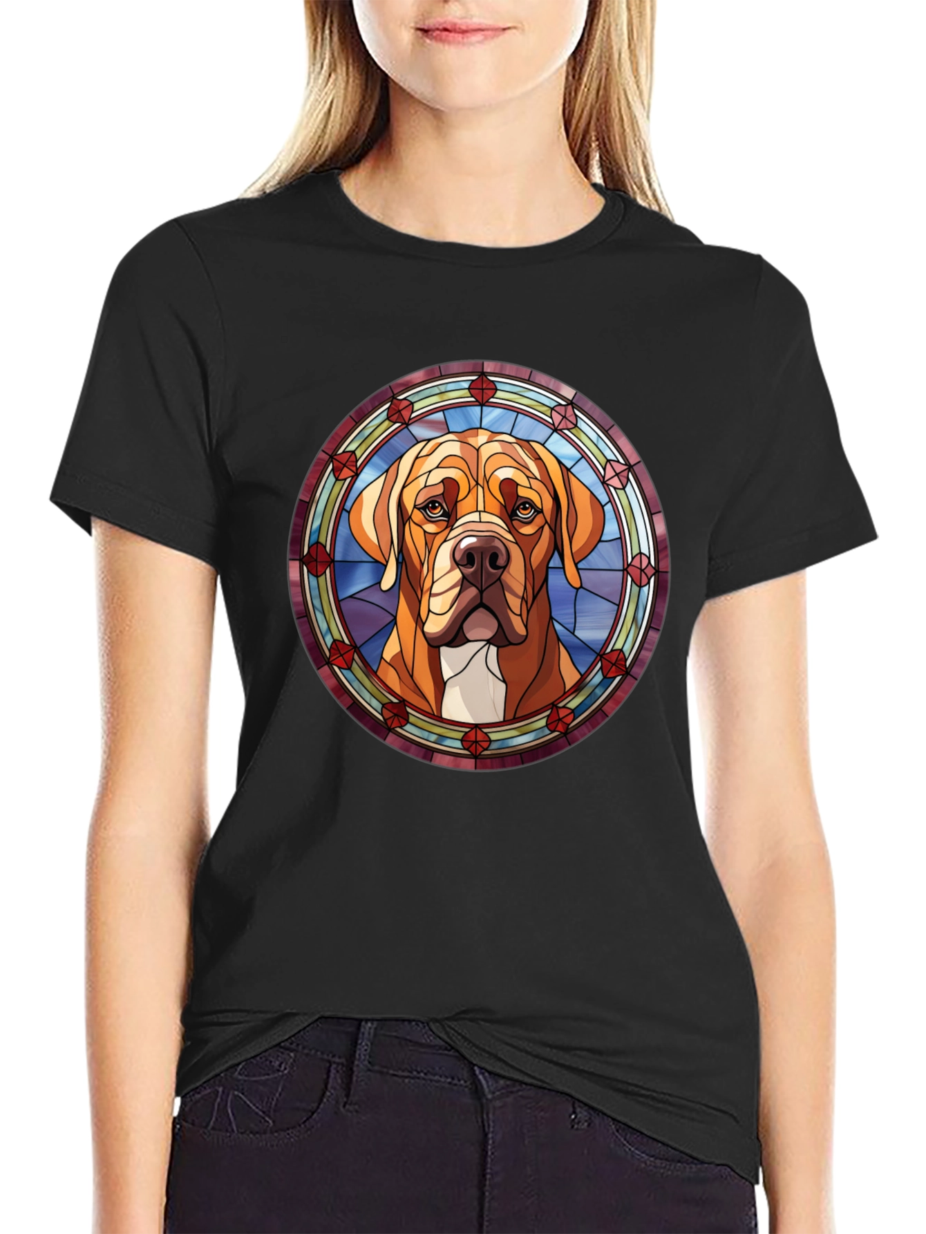 Dog Stained Glass Graphic Tee - Unique Pet Lover Gift