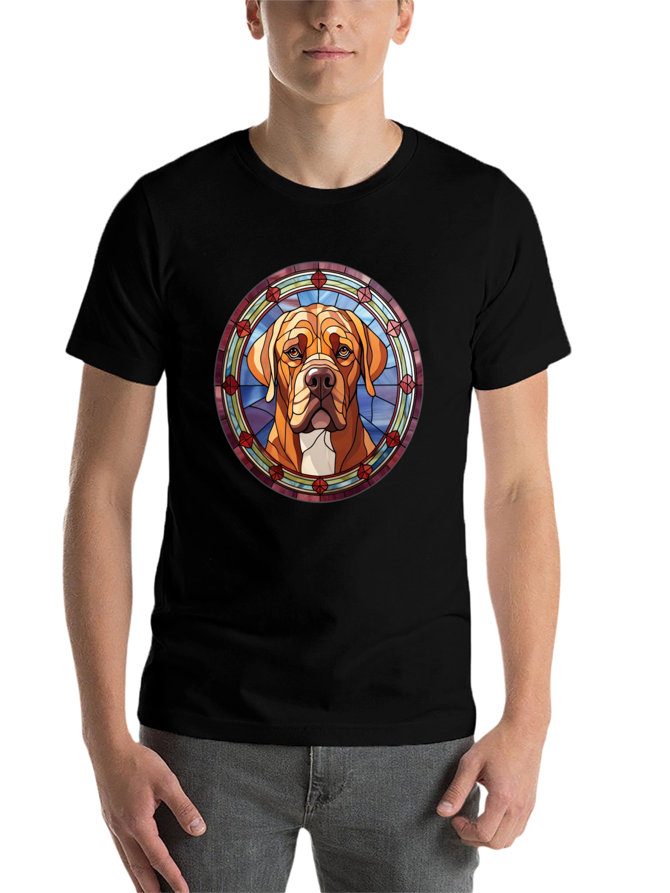 Dog Stained Glass Graphic Tee - Unique Pet Lover Gift