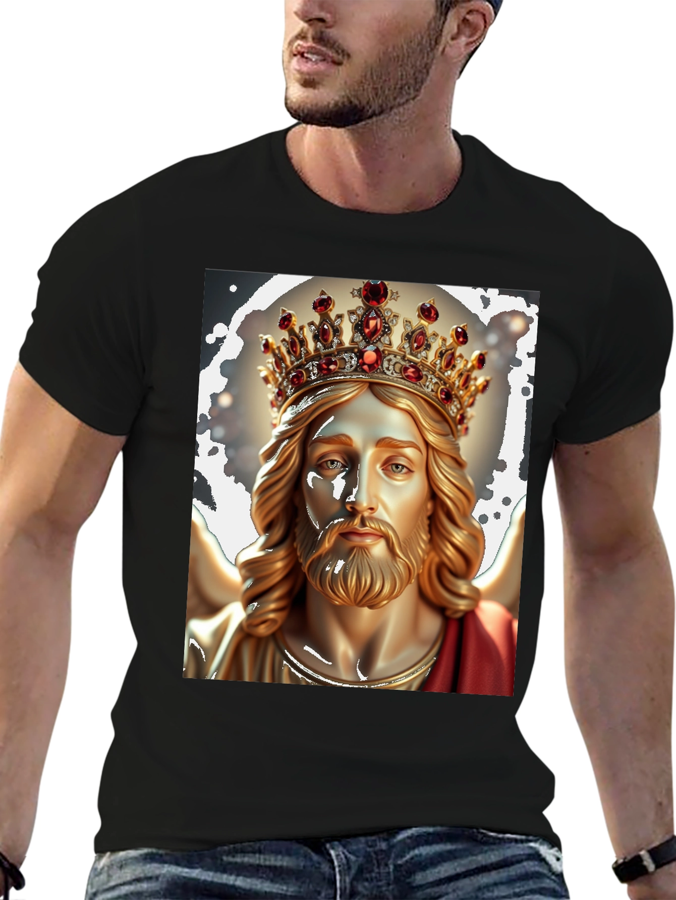 Jesus Christ King Graphic Tee - Black Cotton T-Shirt