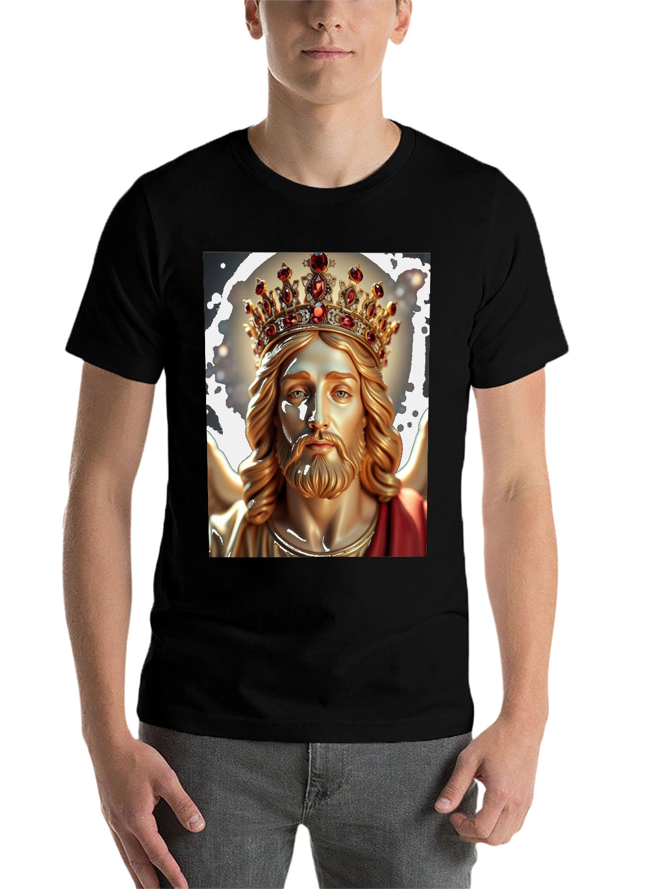 Jesus Christ King Graphic Tee - Black Cotton T-Shirt