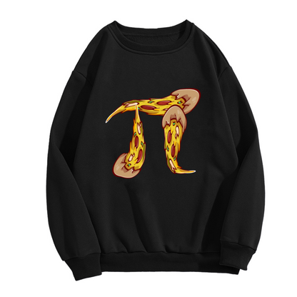 Pizza Pi Crewneck Sweatshirt, Cartoon Pepperoni Greek Letter Graphic, Math & Foodie Gift