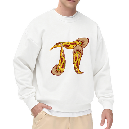 Pizza Pi Crewneck Sweatshirt, Cartoon Pepperoni Greek Letter Graphic, Math & Foodie Gift
