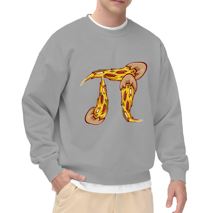 Pizza Pi Crewneck Sweatshirt, Cartoon Pepperoni Greek Letter Graphic, Math & Foodie Gift