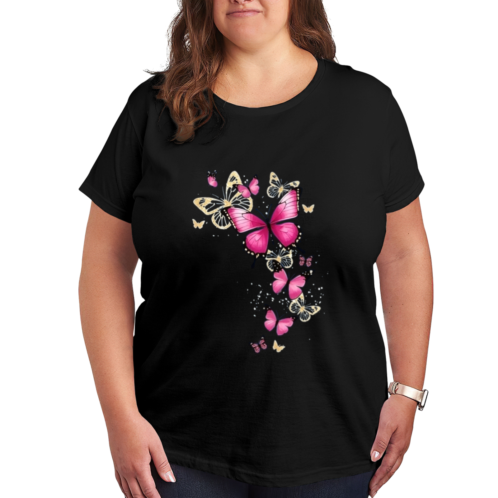 Dreamy Pink Glowing Butterfly Art Graphic Tee