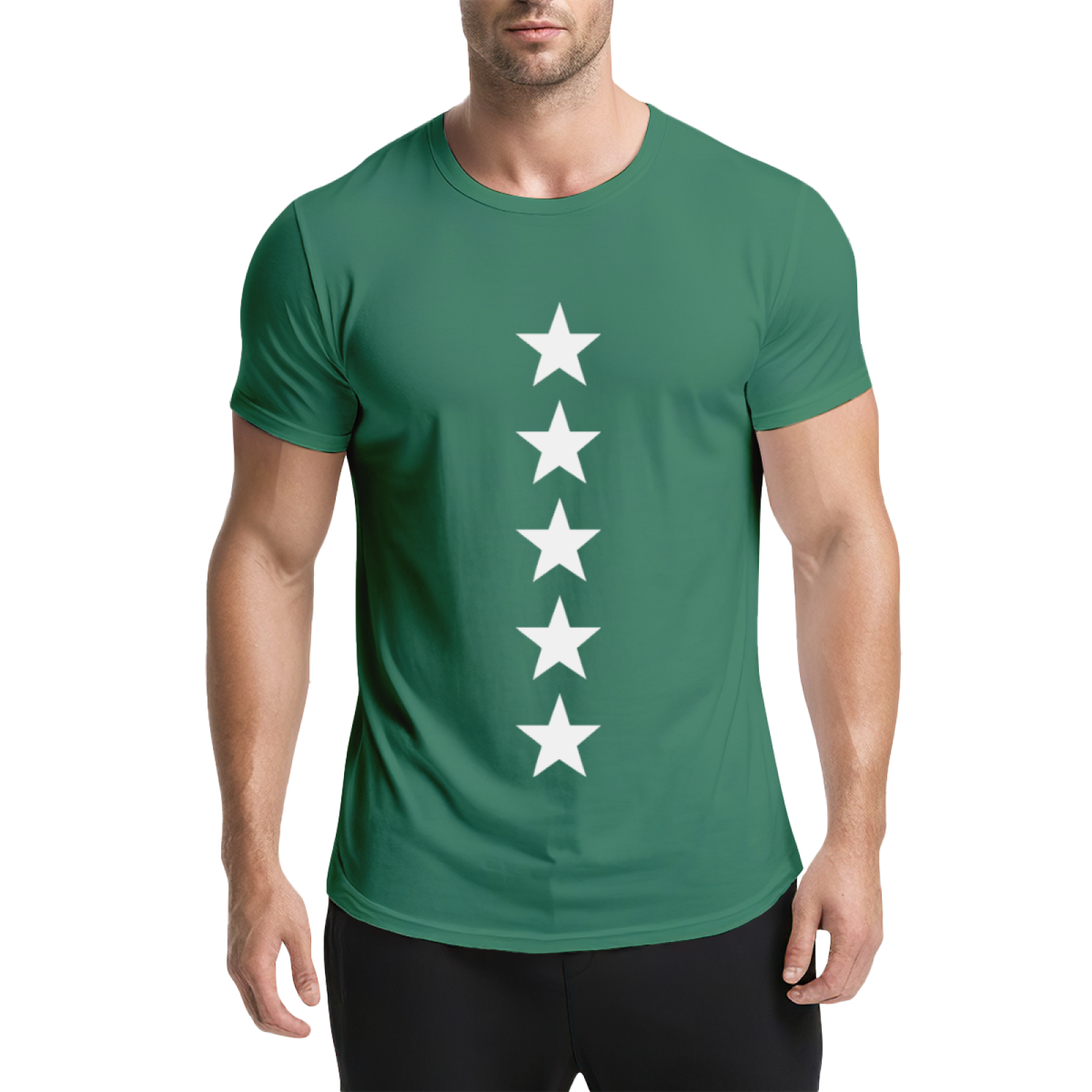 Minimalist Vertical Five Stars Basic Casual Tee