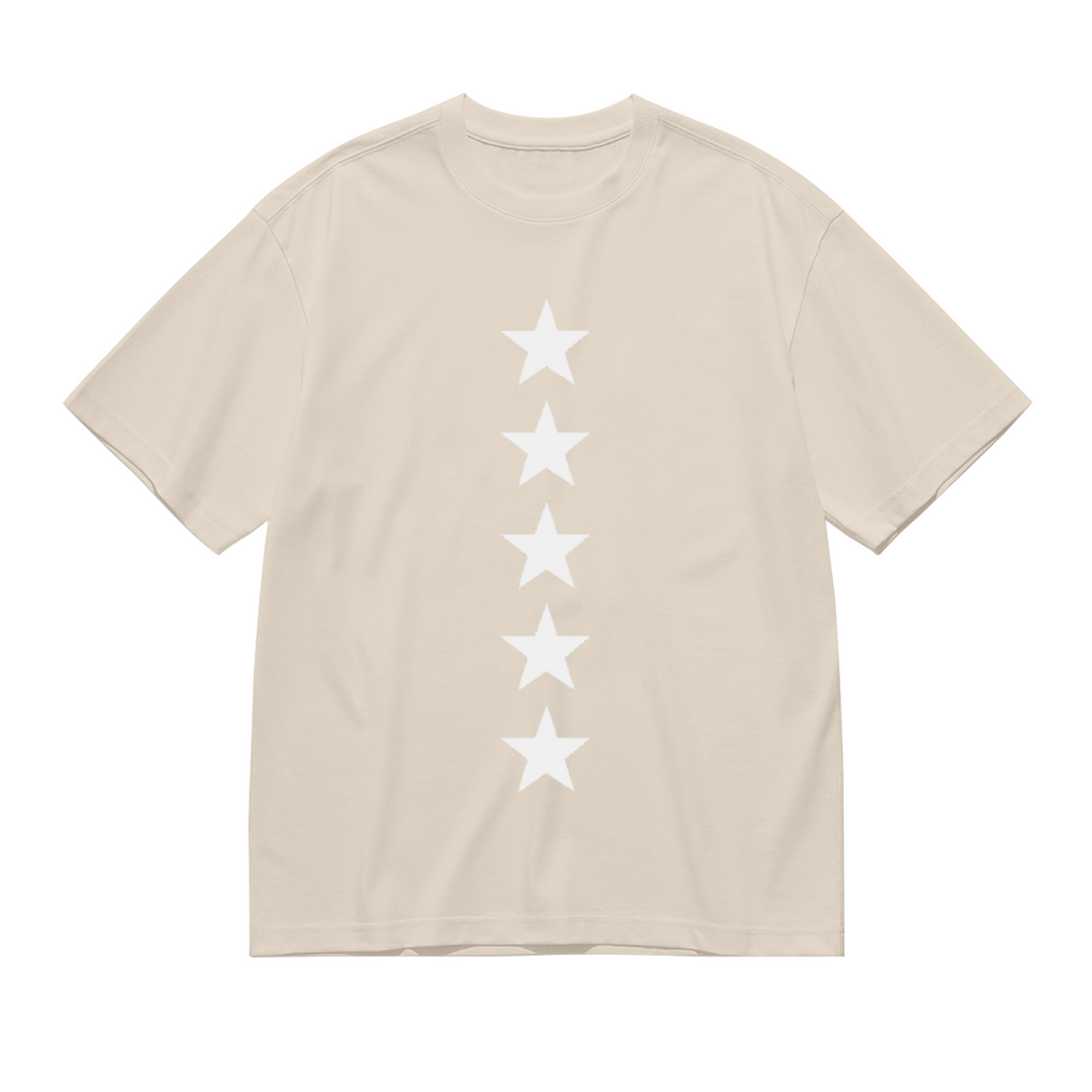 Minimalist Vertical Five Stars Basic Casual Tee
