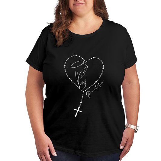 Virgin Mary Rosary Sacred Heart Faith Tee