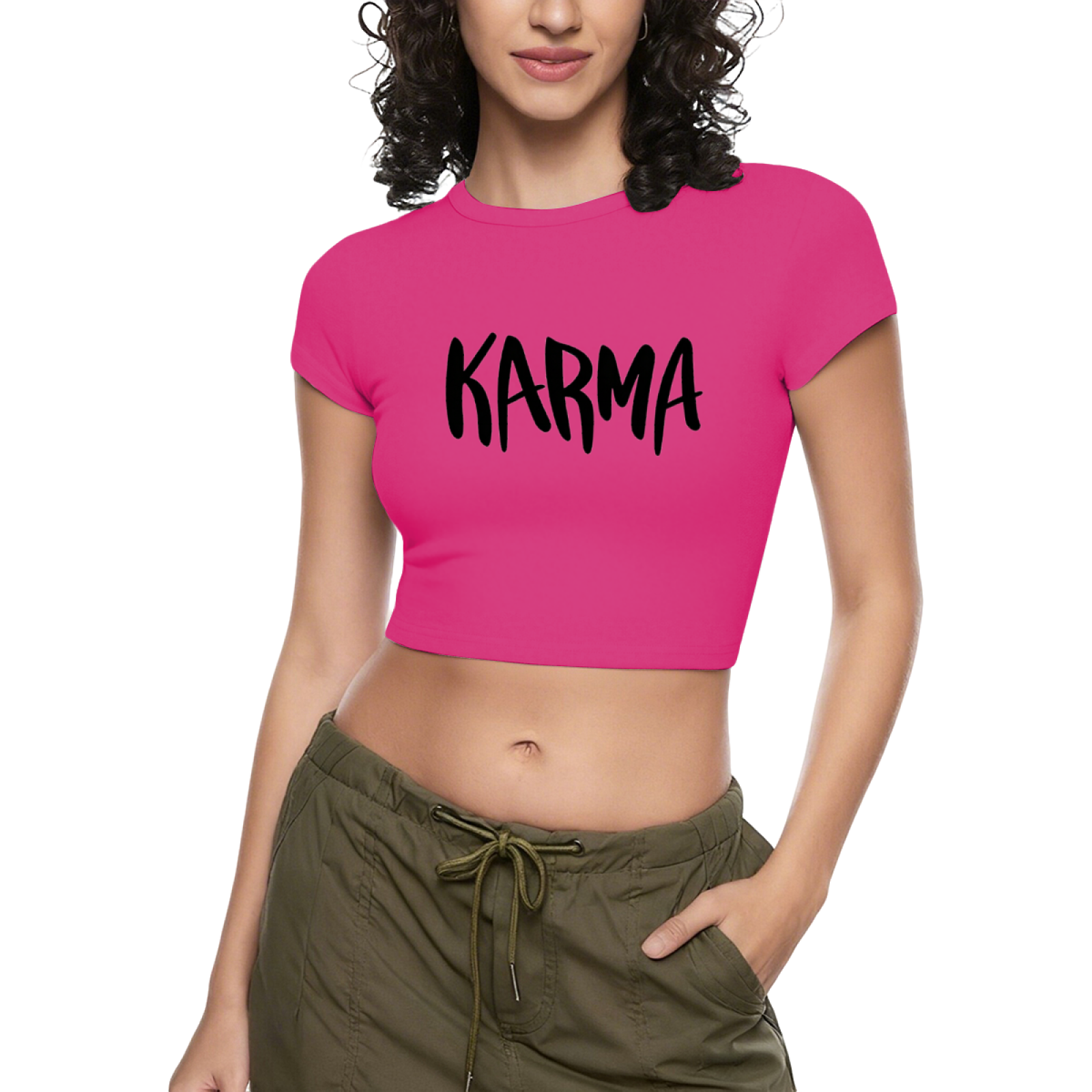 Handwritten KARMA Letter Heather Grey Crop Top ¨C Minimal Spiritual Daily Tee 13.