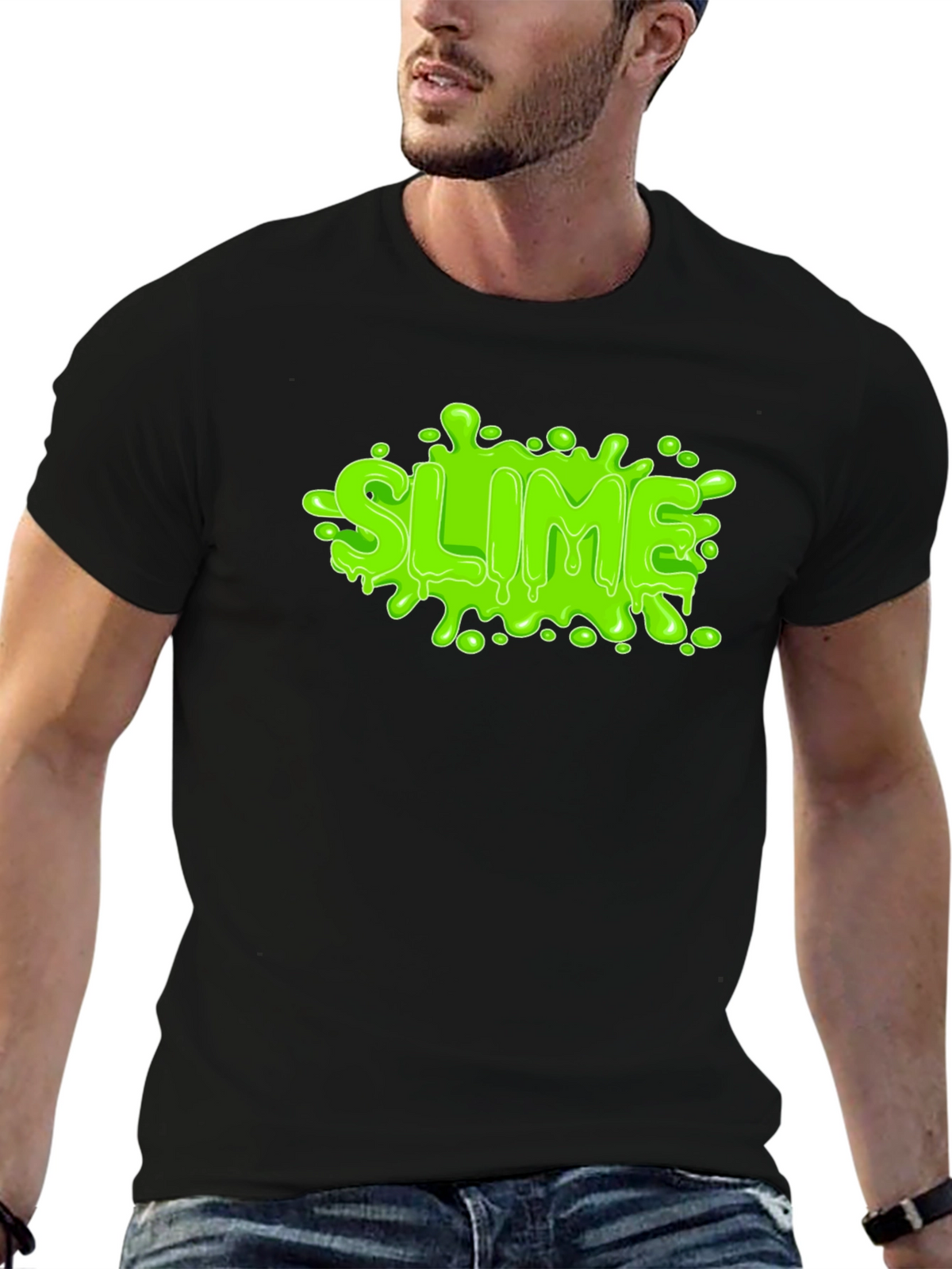 Green Slime Graphic Black T-Shirt
