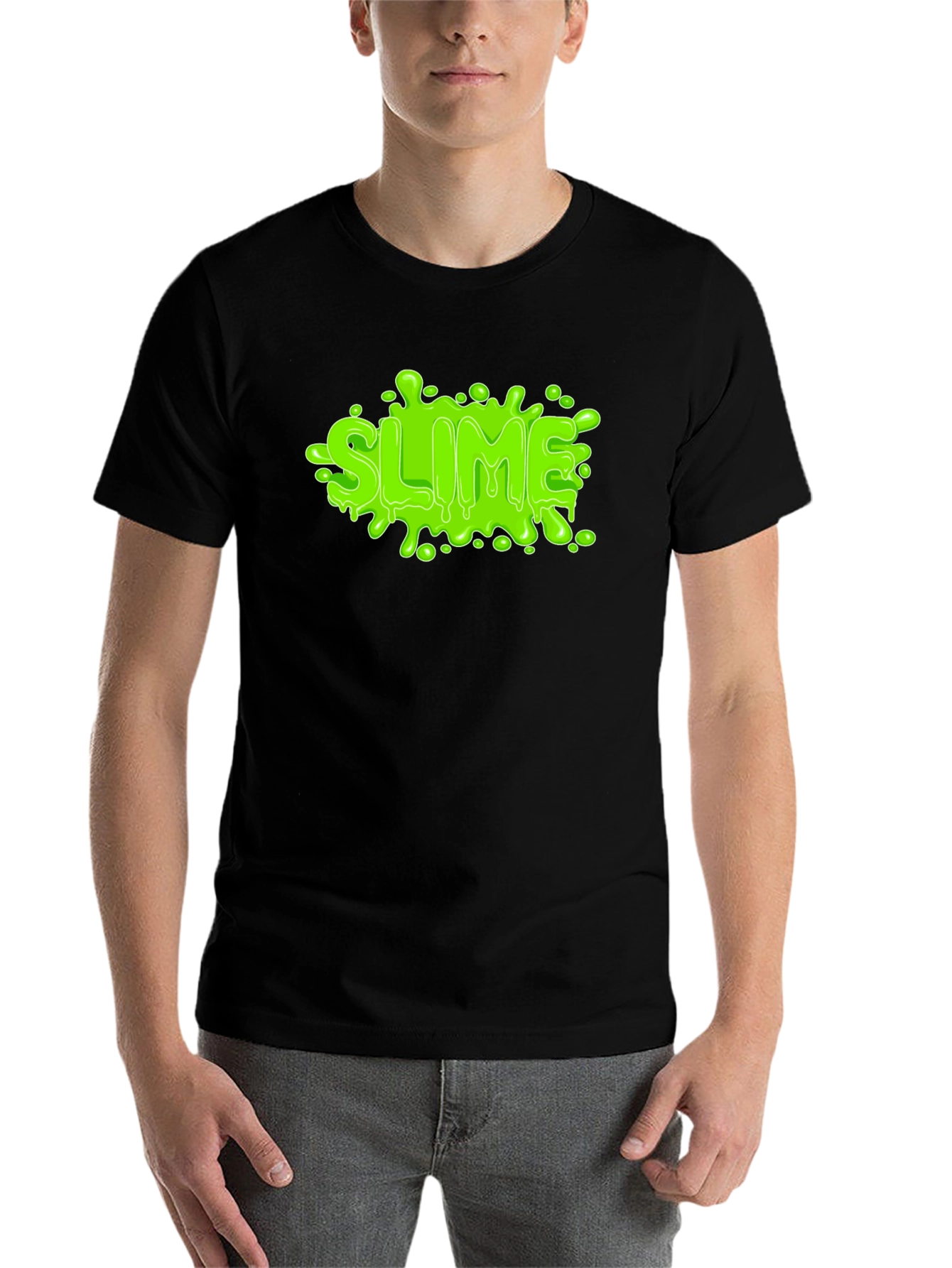 Green Slime Graphic Black T-Shirt