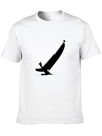 Black T-Shirt with Sailboat Graphic