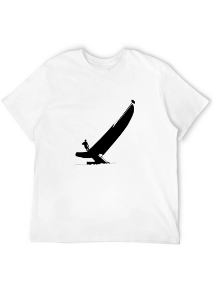Black T-Shirt with Sailboat Graphic