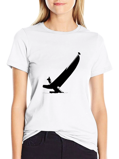 Black T-Shirt with Sailboat Graphic