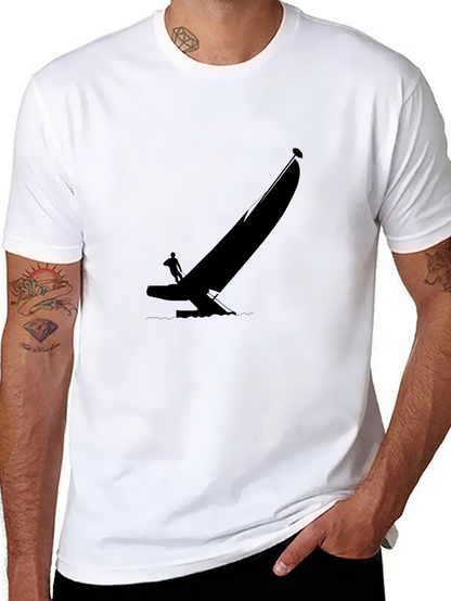 Black T-Shirt with Sailboat Graphic