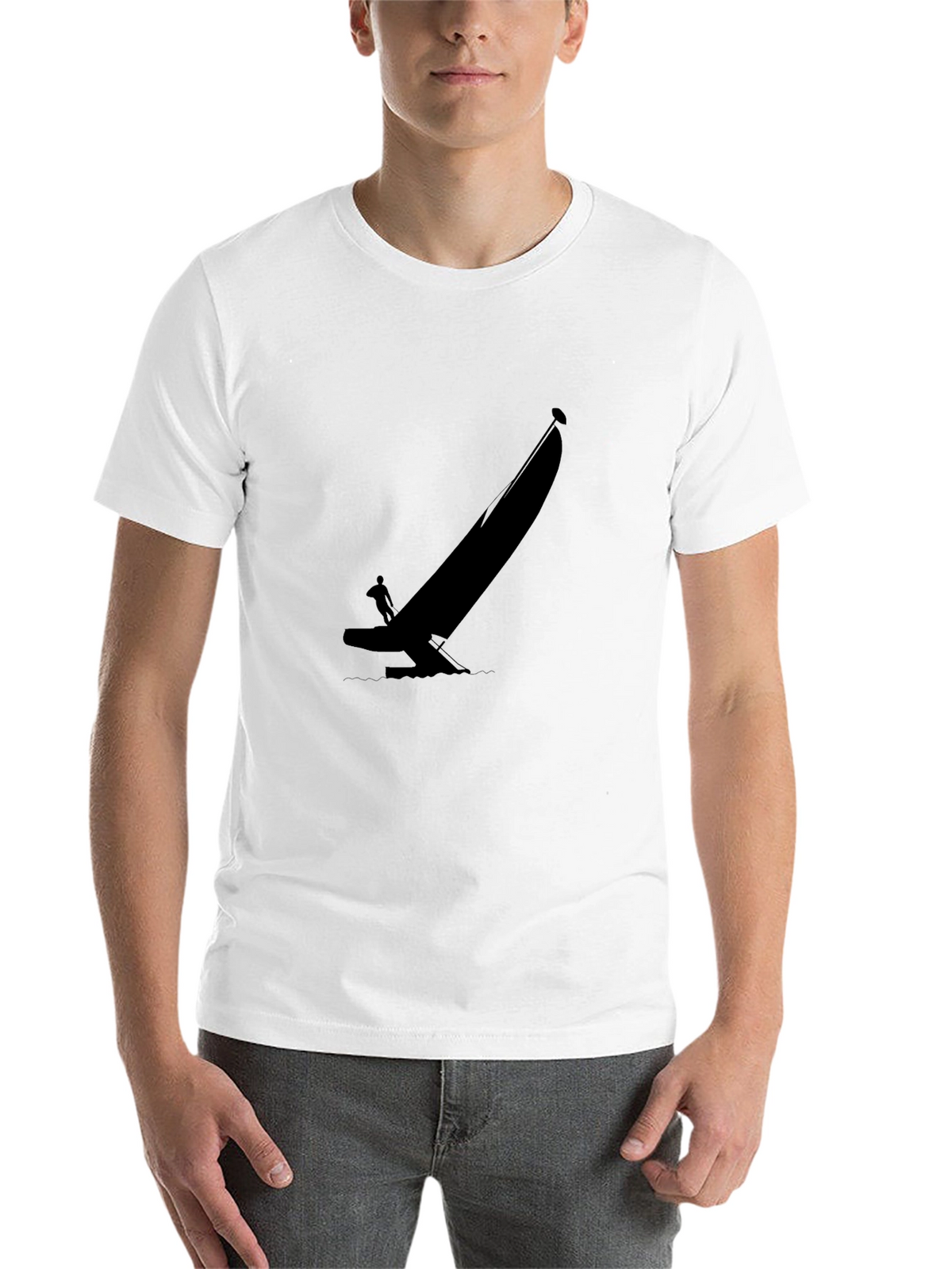 Black T-Shirt with Sailboat Graphic