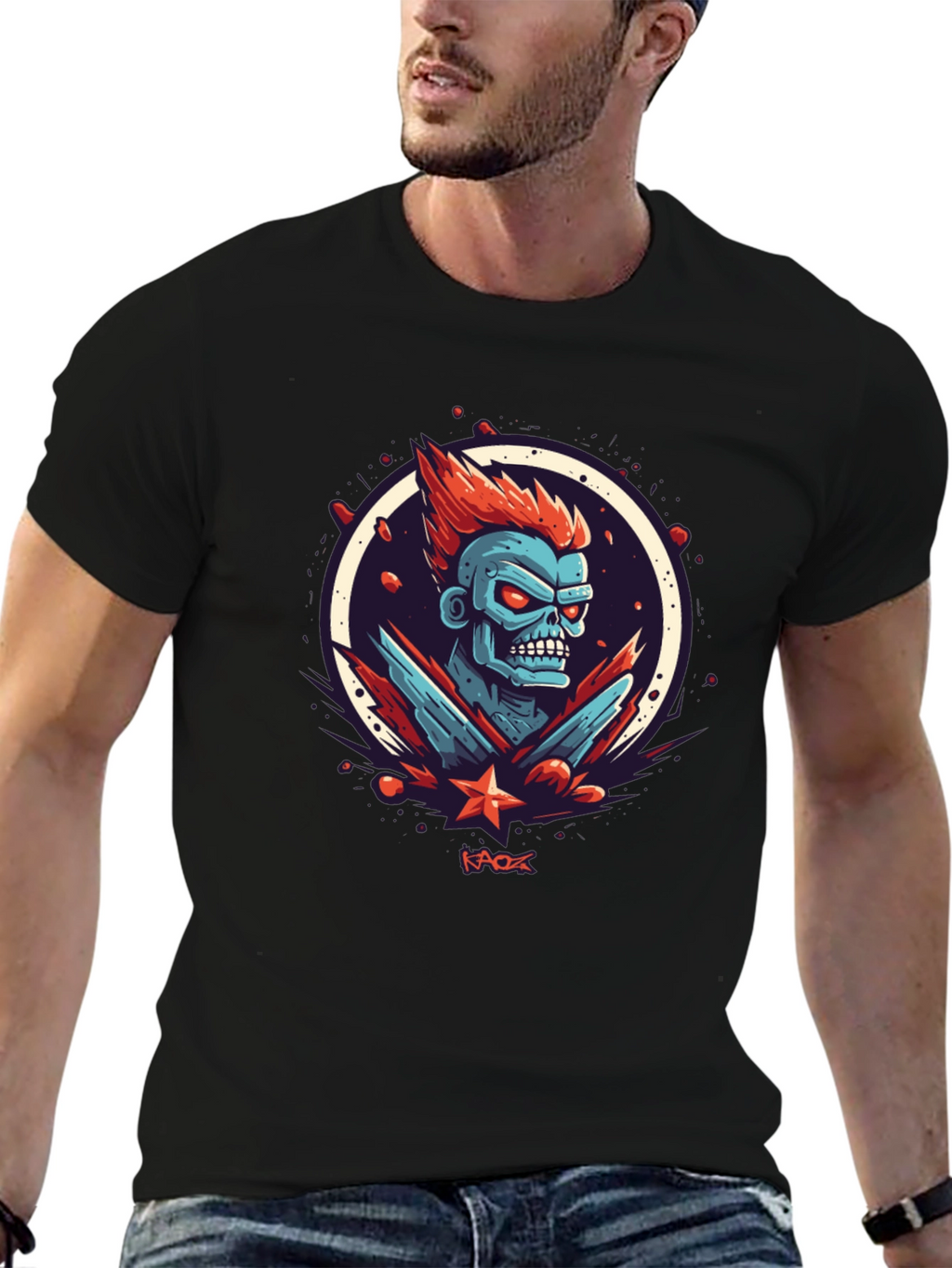 Kaos Graphic Tee - Bold Zombie Design
