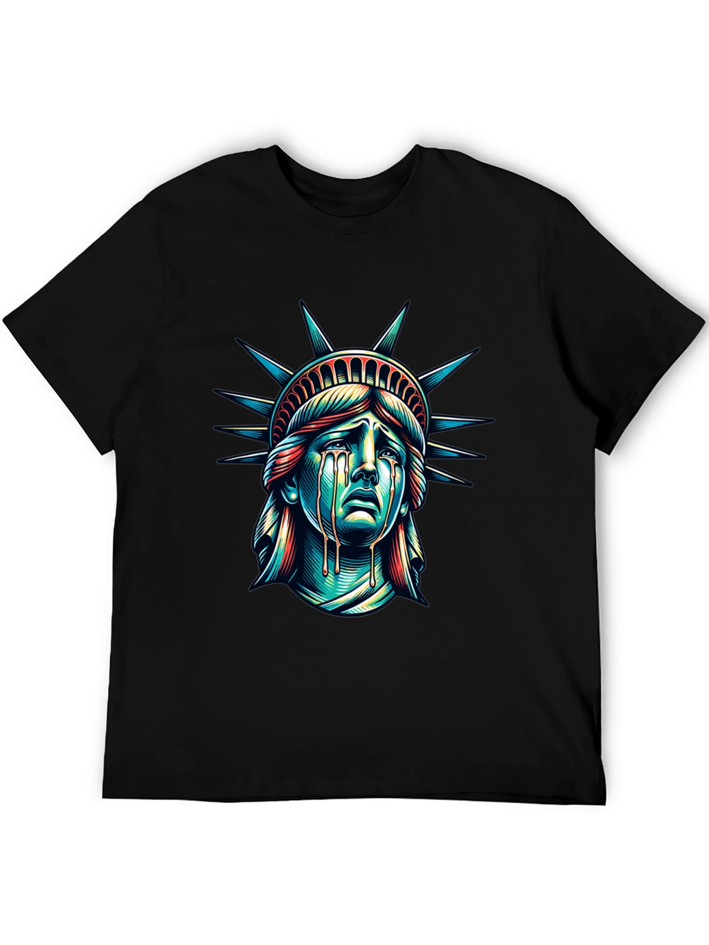 Distressed Statue of Liberty Graphic T-Shirt