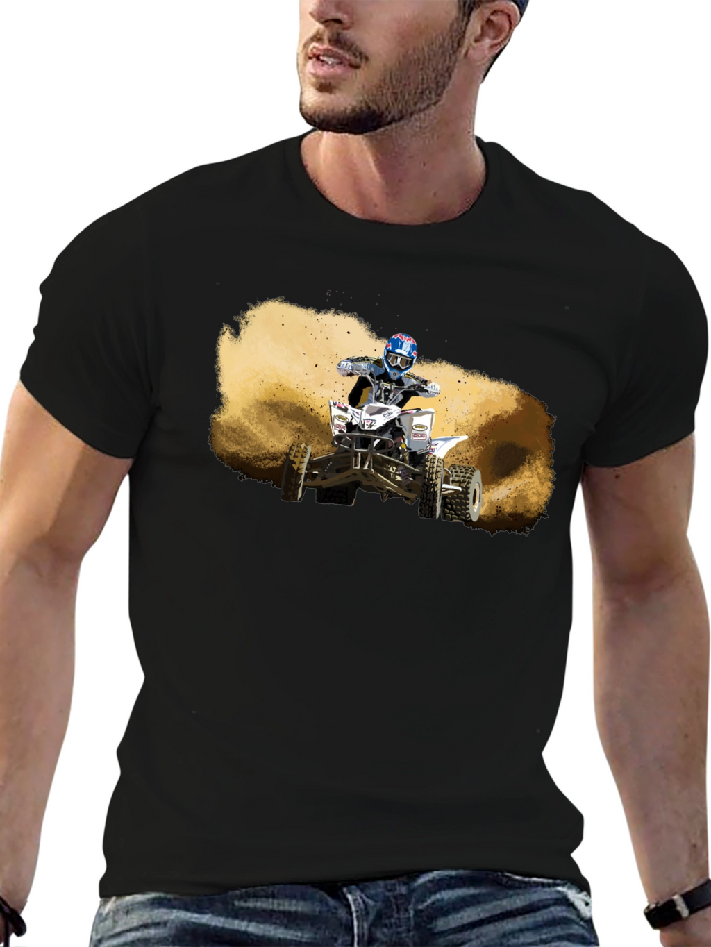 ATV Rider Graphic T-Shirt - Black Cotton Tee