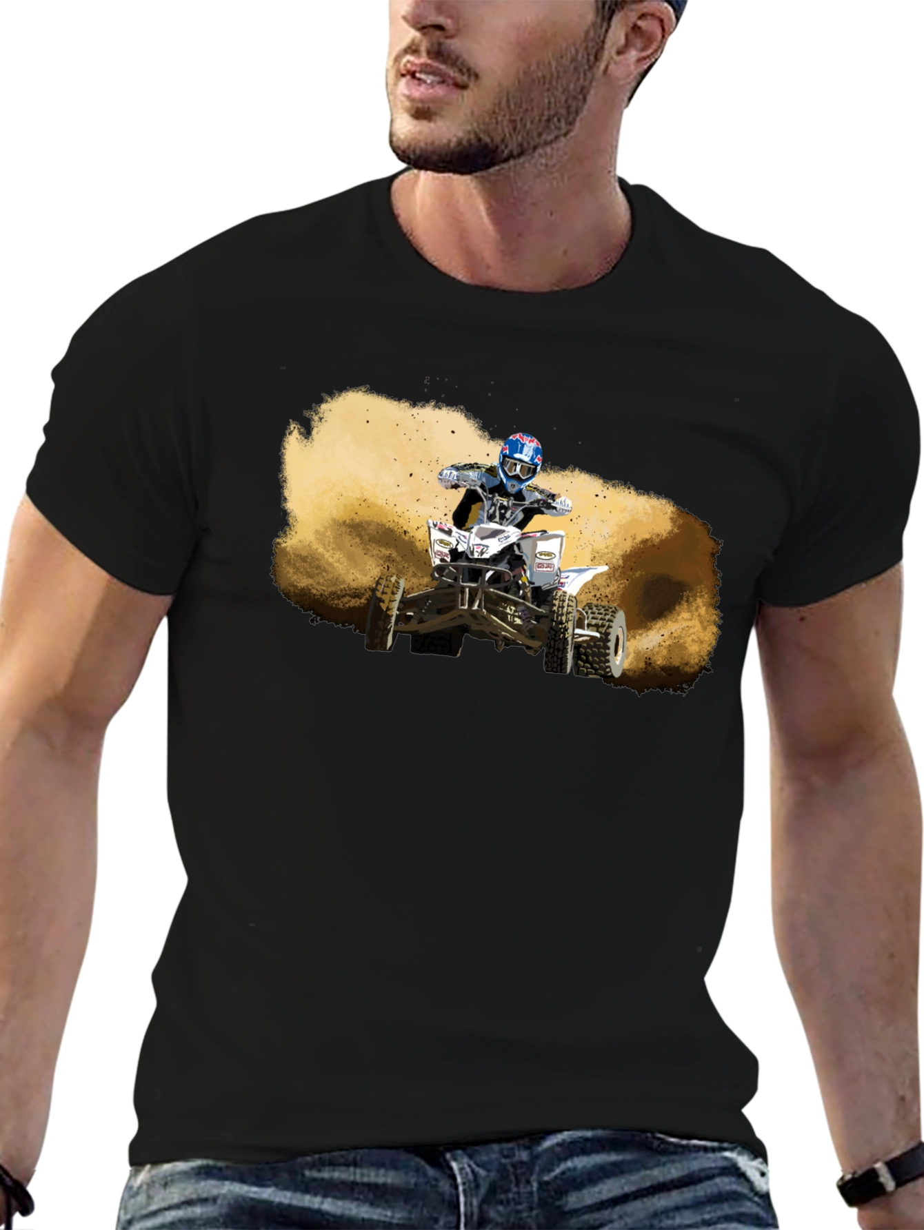 ATV Rider Graphic T-Shirt - Black Cotton Tee