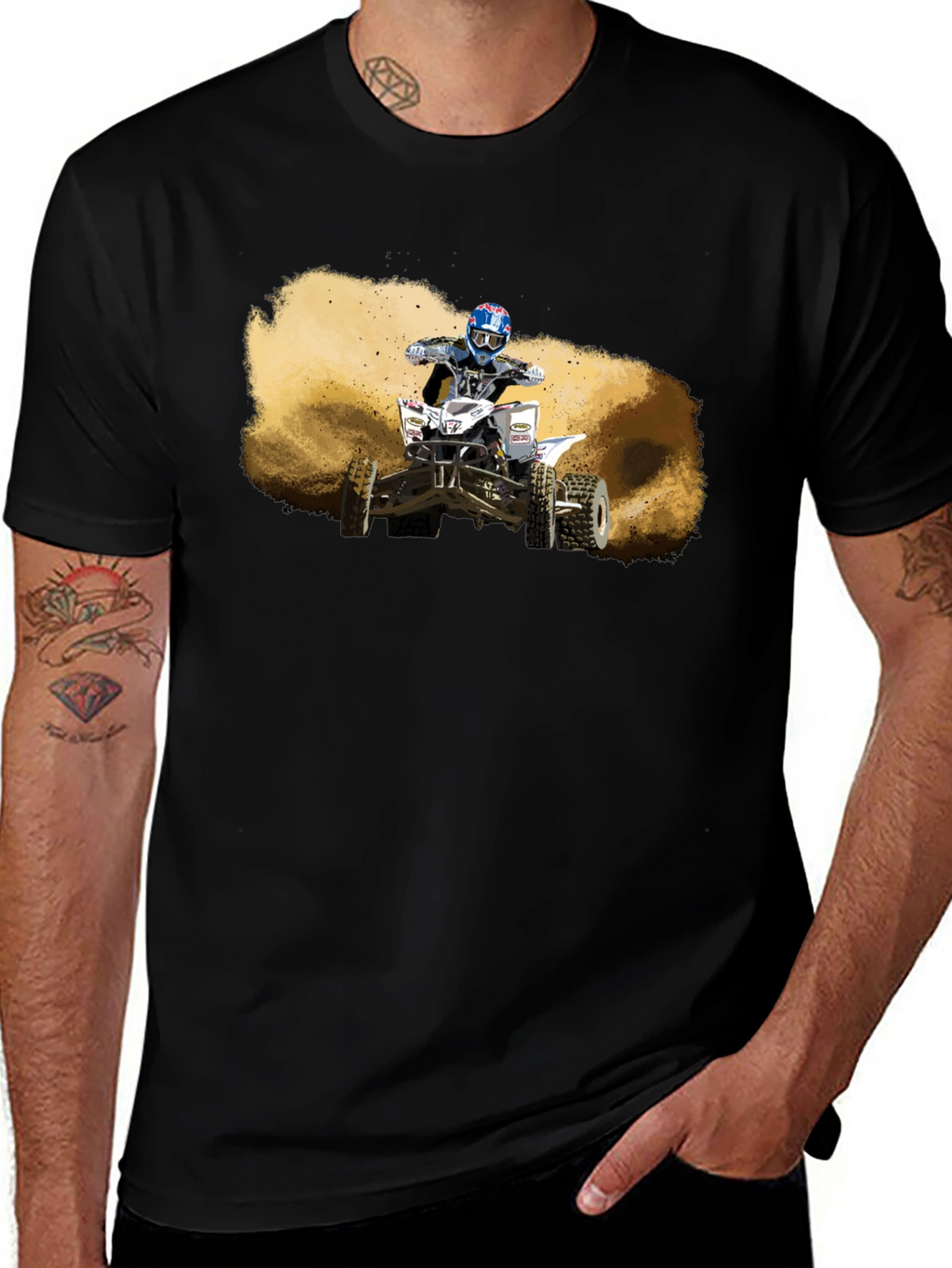 ATV Rider Graphic T-Shirt - Black Cotton Tee