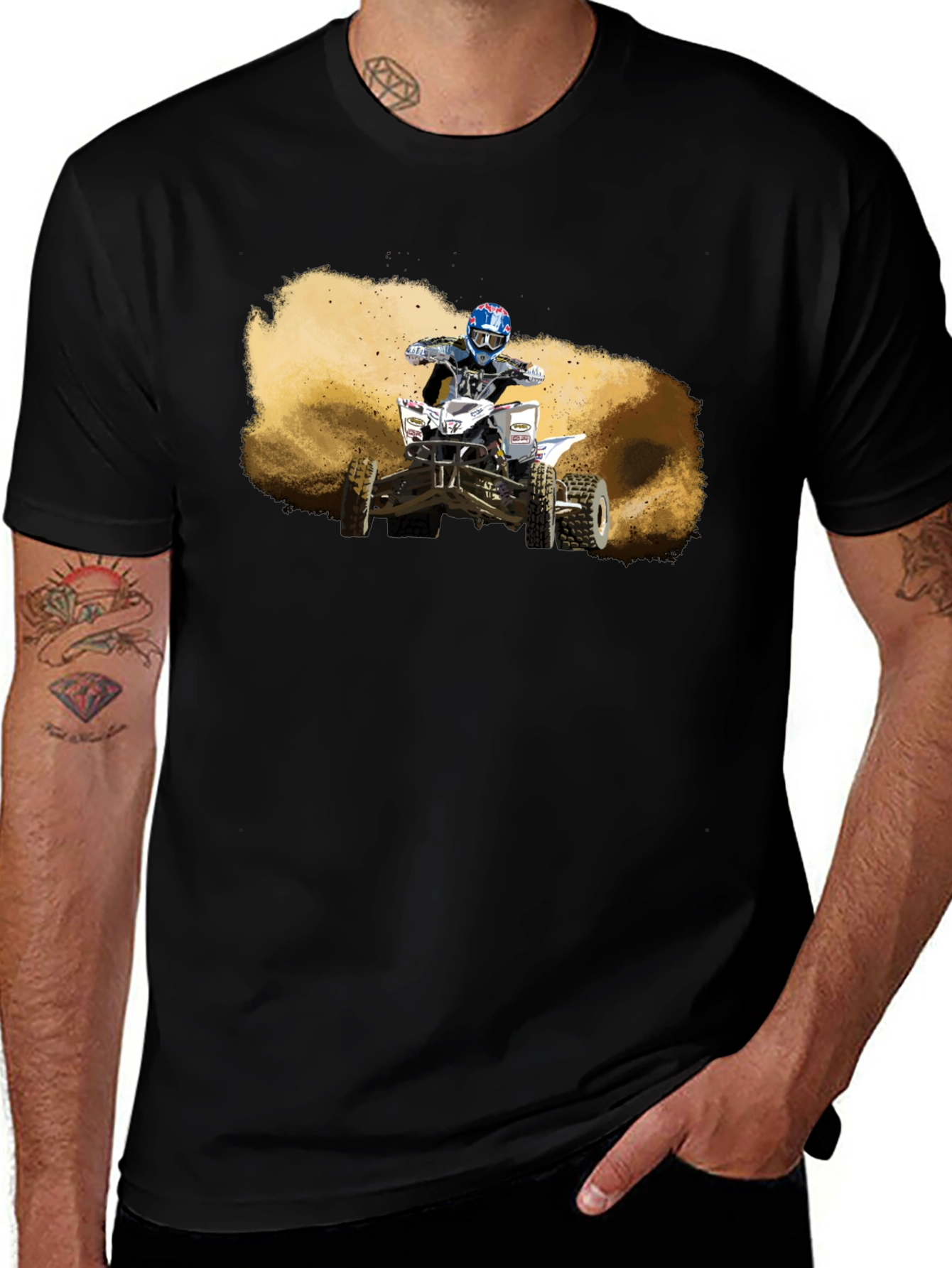 ATV Rider Graphic T-Shirt - Black Cotton Tee