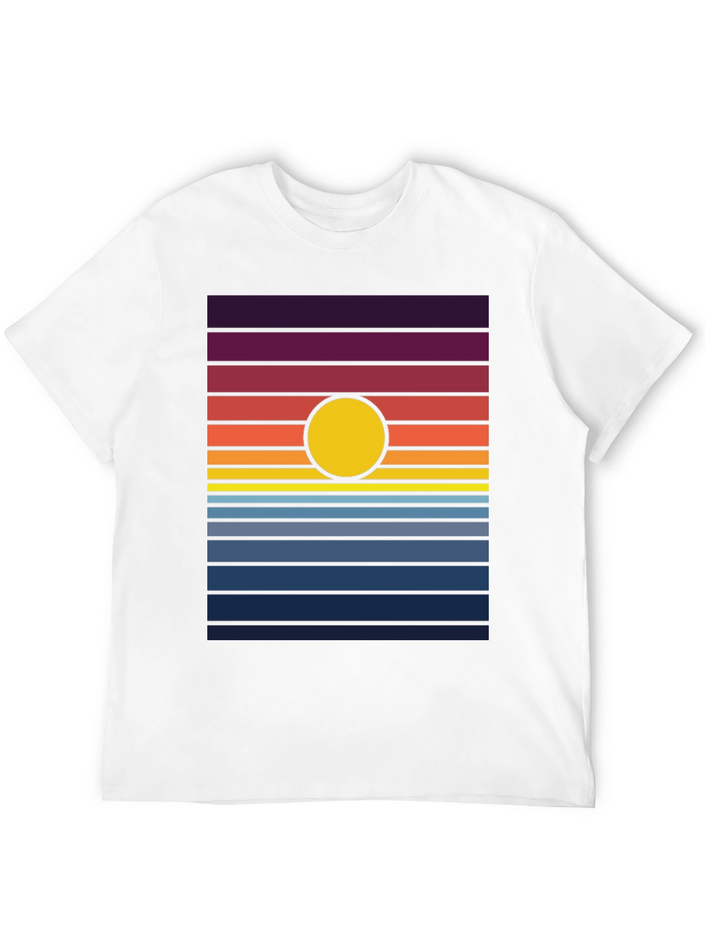 Retro Sunset Graphic Tee - Black Cotton Blend T-Shirt