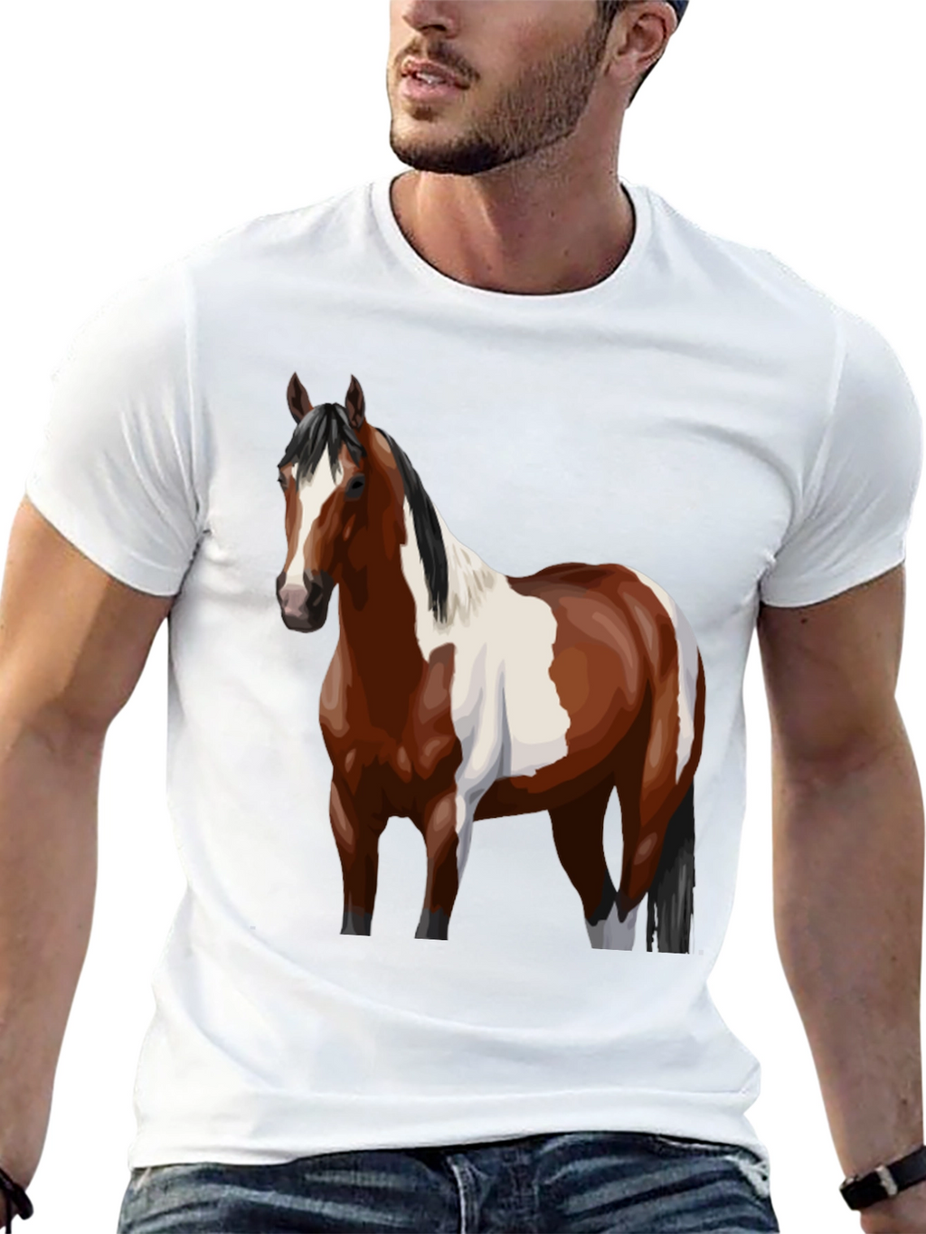 Horse Graphic Tee - Black Cotton Blend