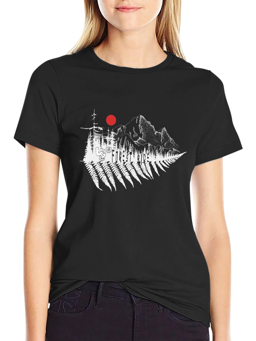 Forest Ride Black T-Shirt - Mountain Bike Design