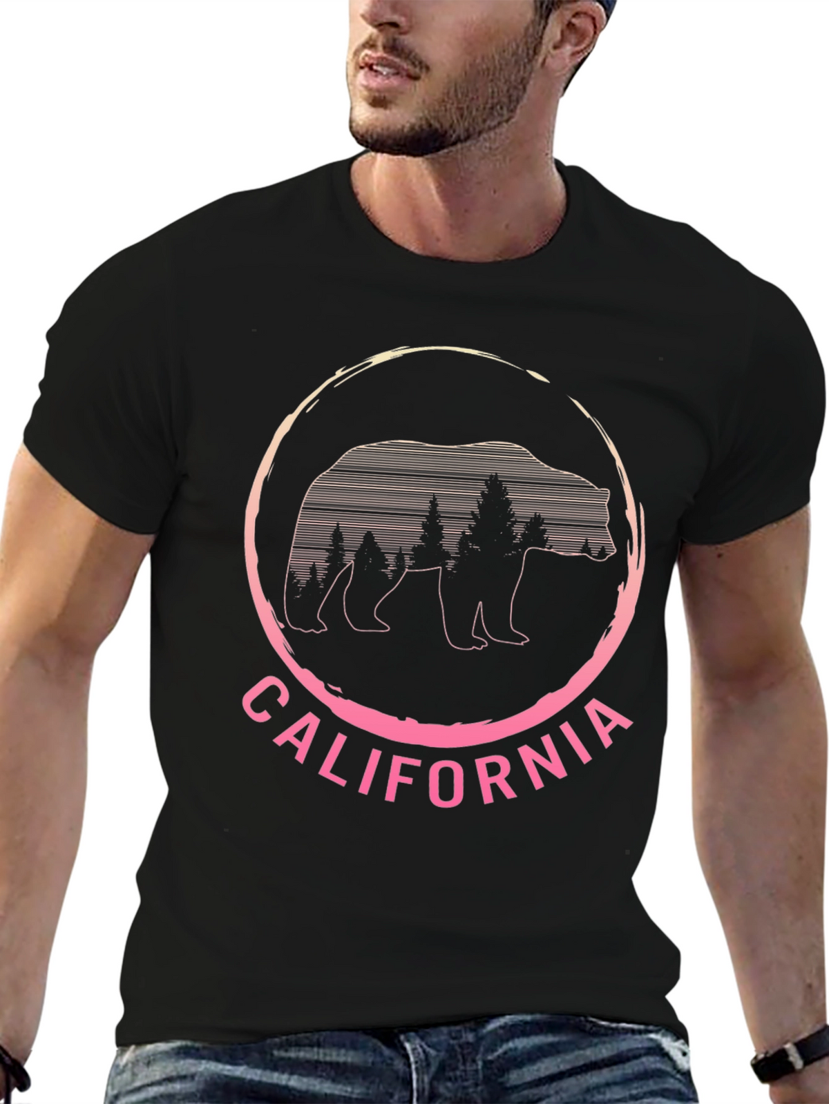 California Bear Graphic T-Shirt - Black