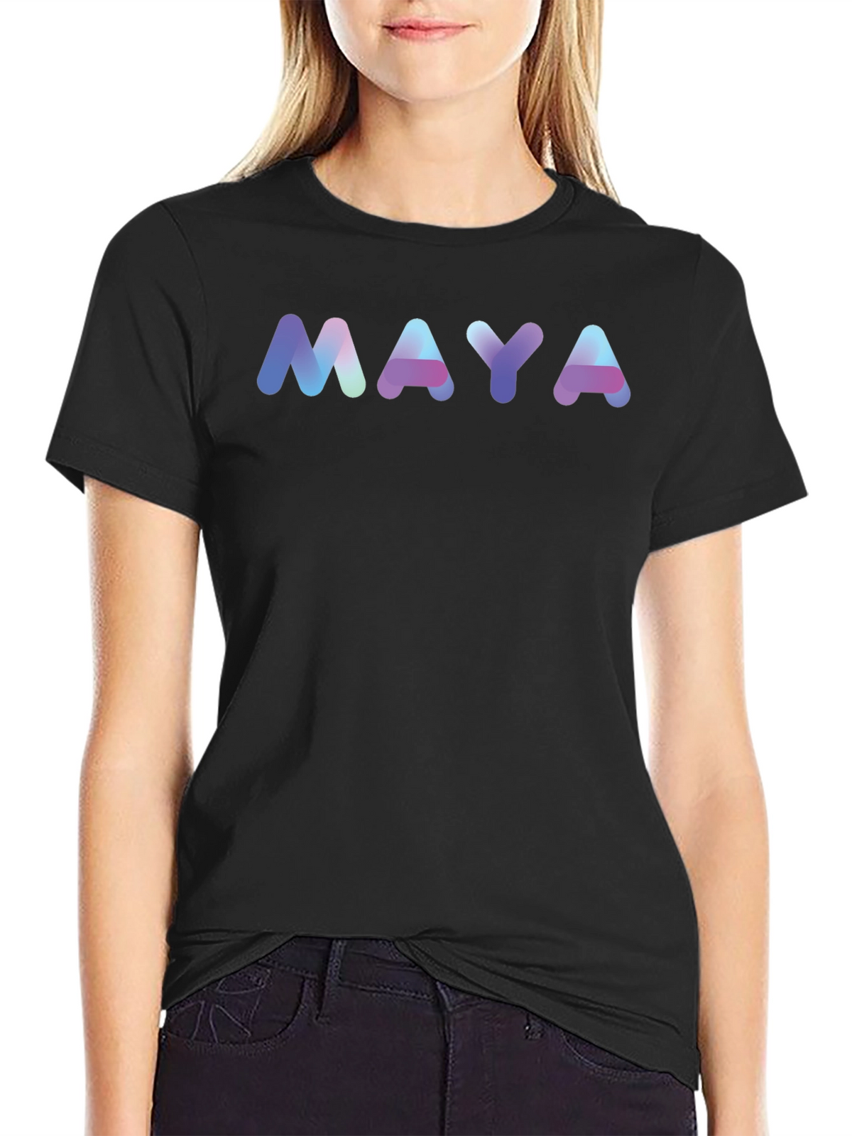 MAYA Gradient Lettering Black T-Shirt