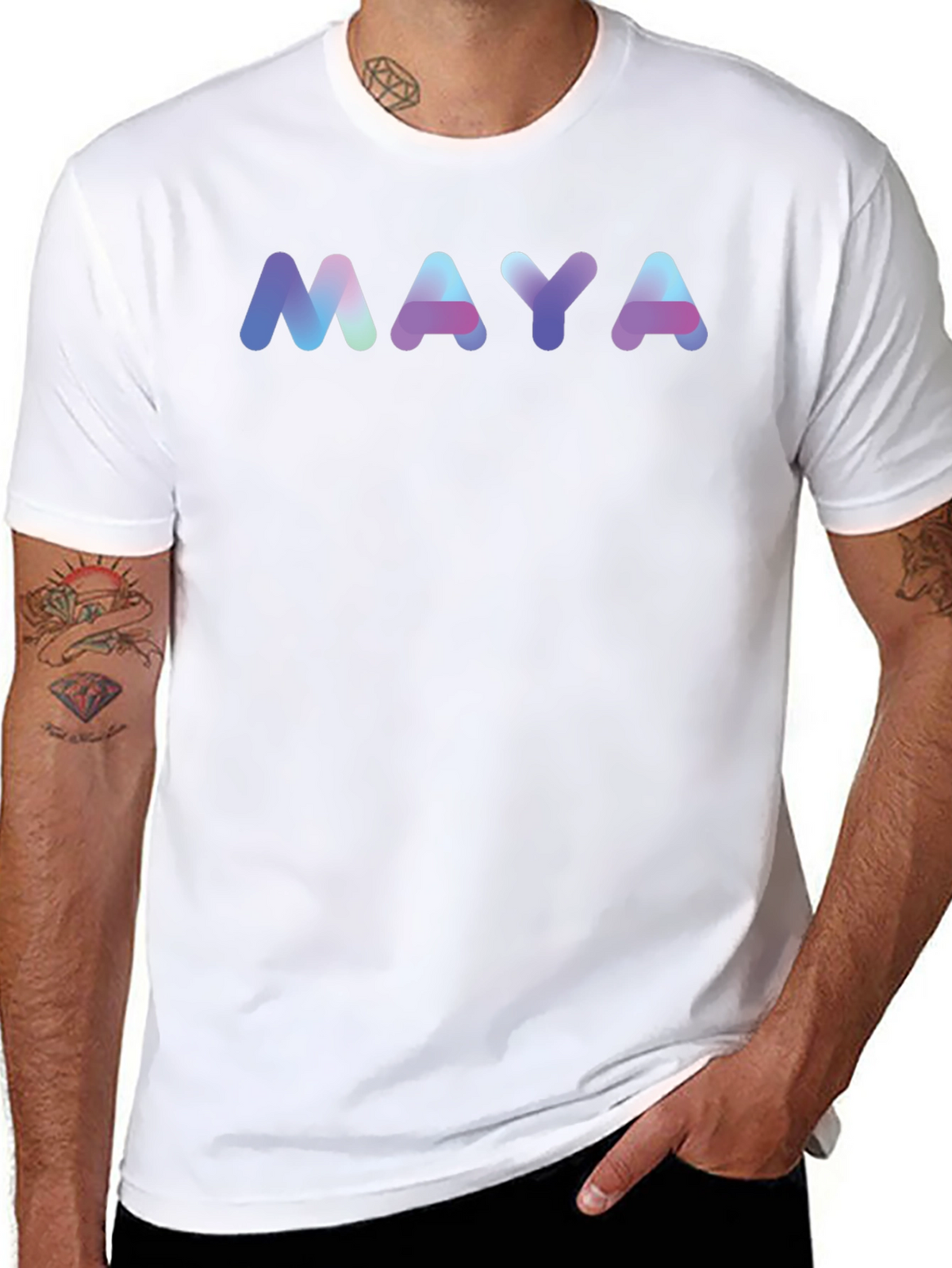 MAYA Gradient Lettering Black T-Shirt