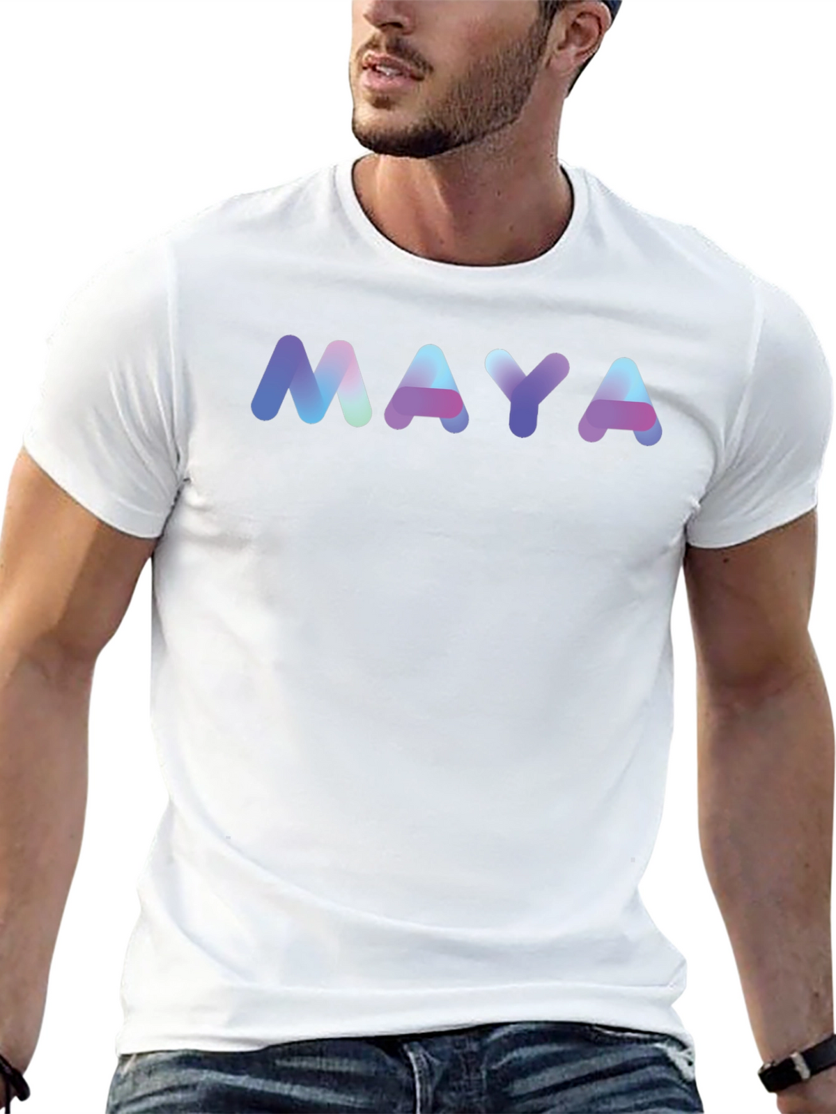 MAYA Gradient Lettering Black T-Shirt