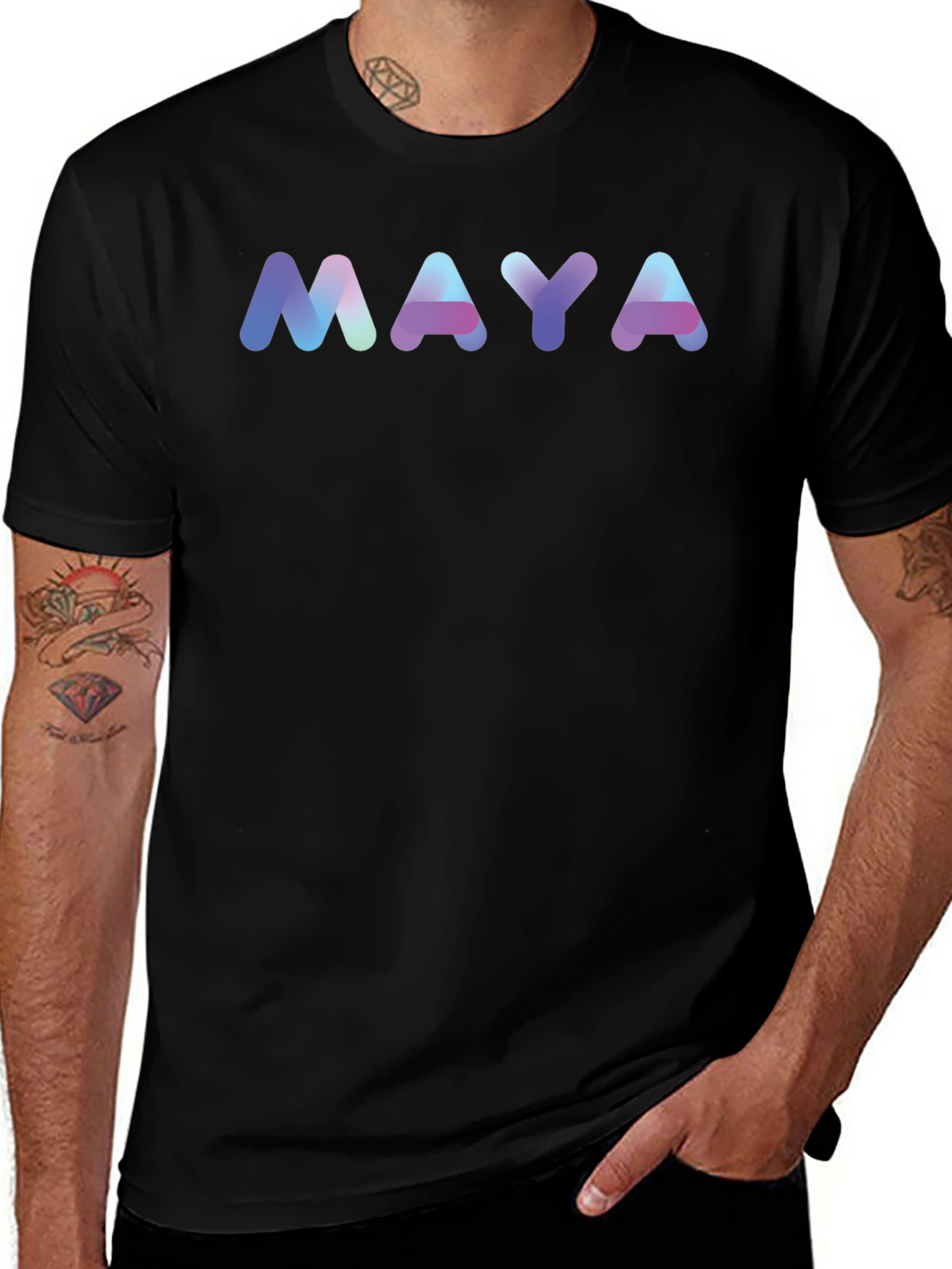MAYA Gradient Lettering Black T-Shirt