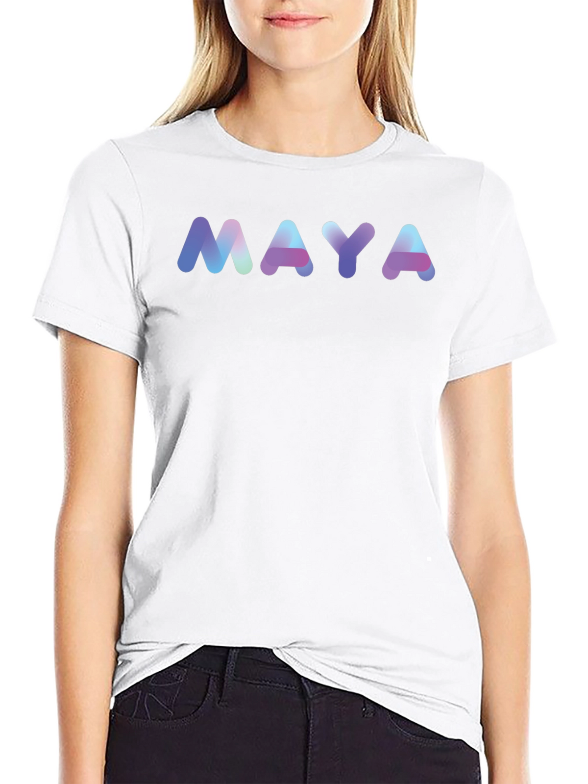 MAYA Gradient Lettering Black T-Shirt