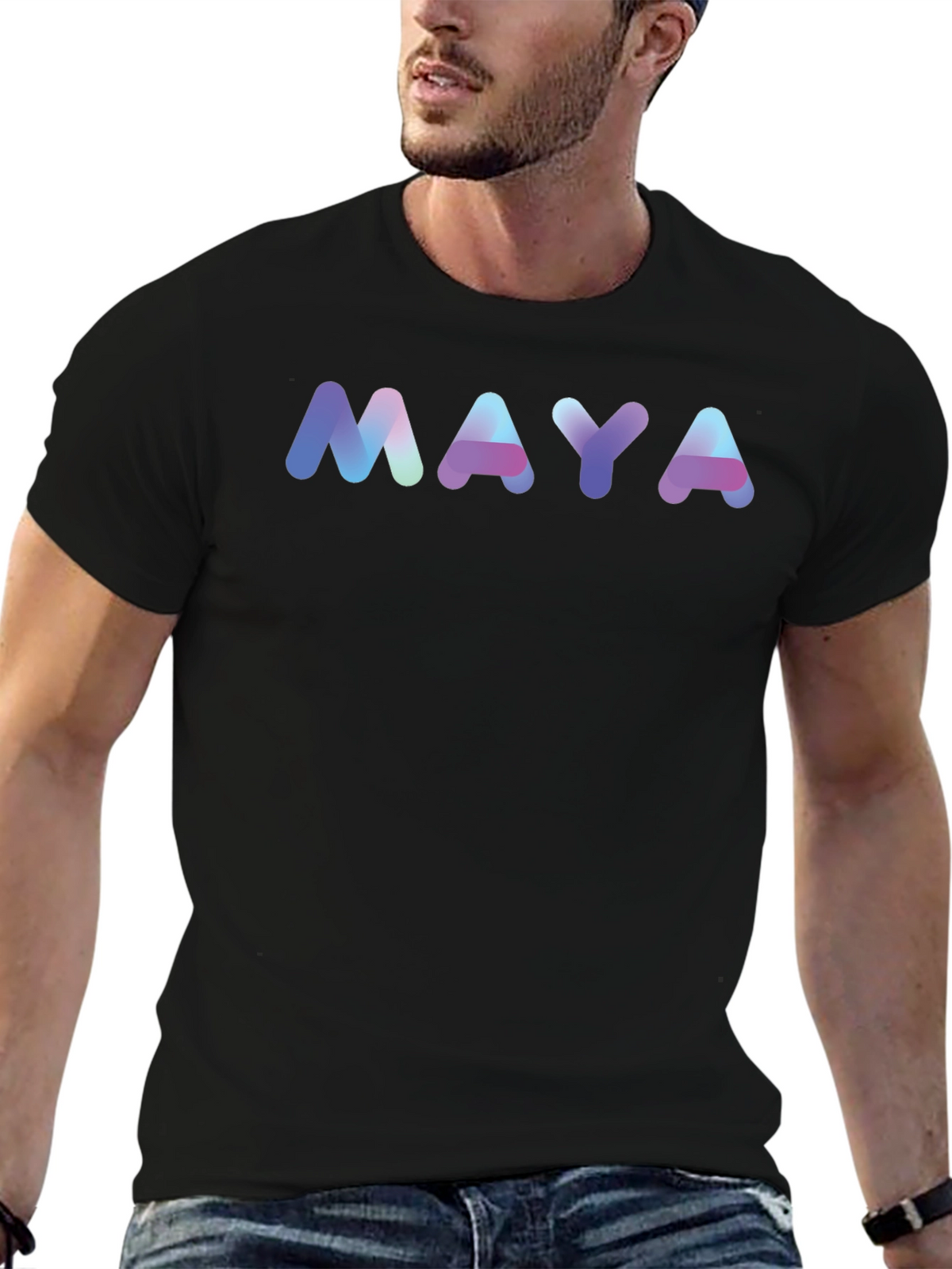MAYA Gradient Lettering Black T-Shirt