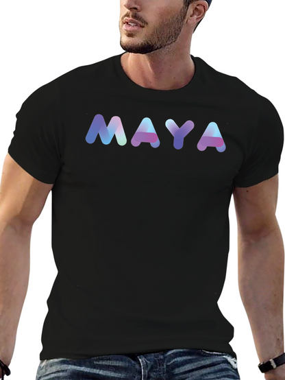 MAYA Gradient Lettering Black T-Shirt