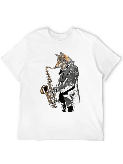 Cool Wolf Saxophone Player Graphic T-Shirt